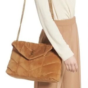 Saint Laurent  medium loulou puffer matelassé suede shoulder bag